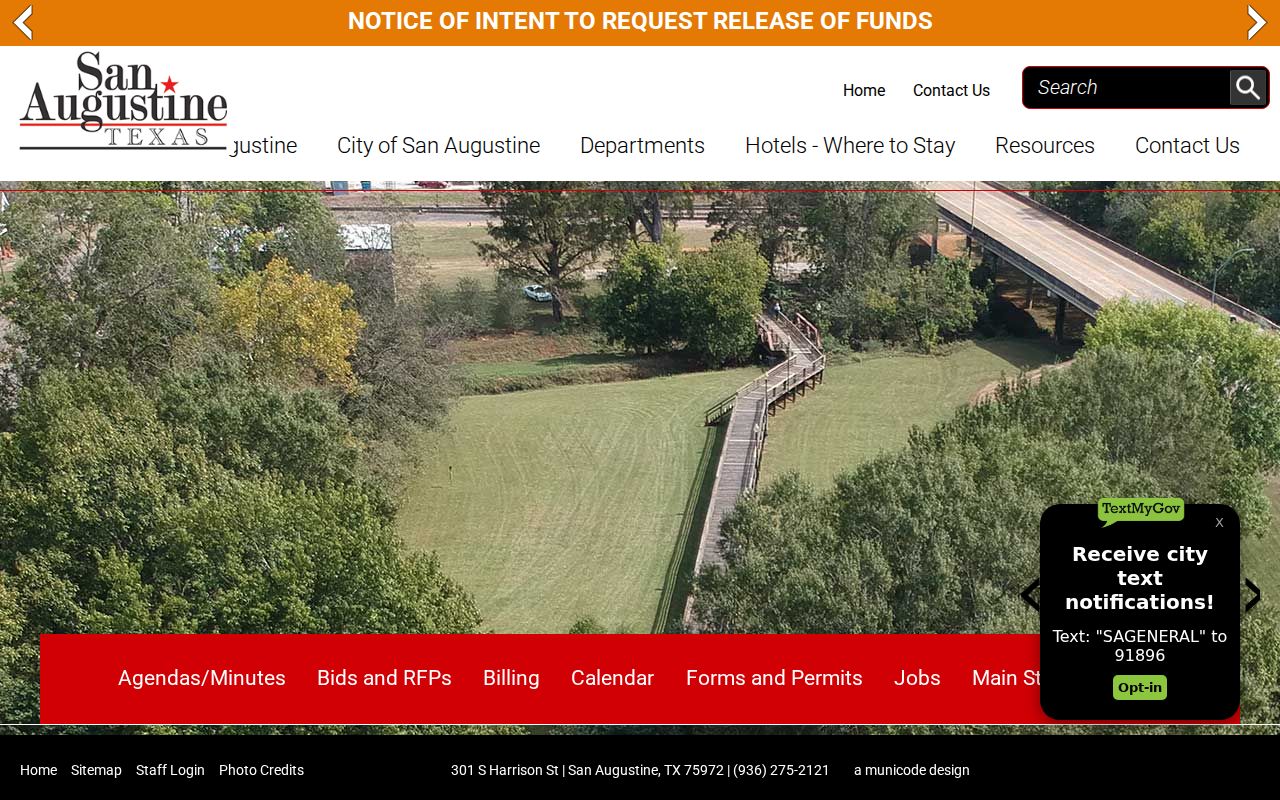 San Augustine County San Augustine city warrant records, official City Hall site