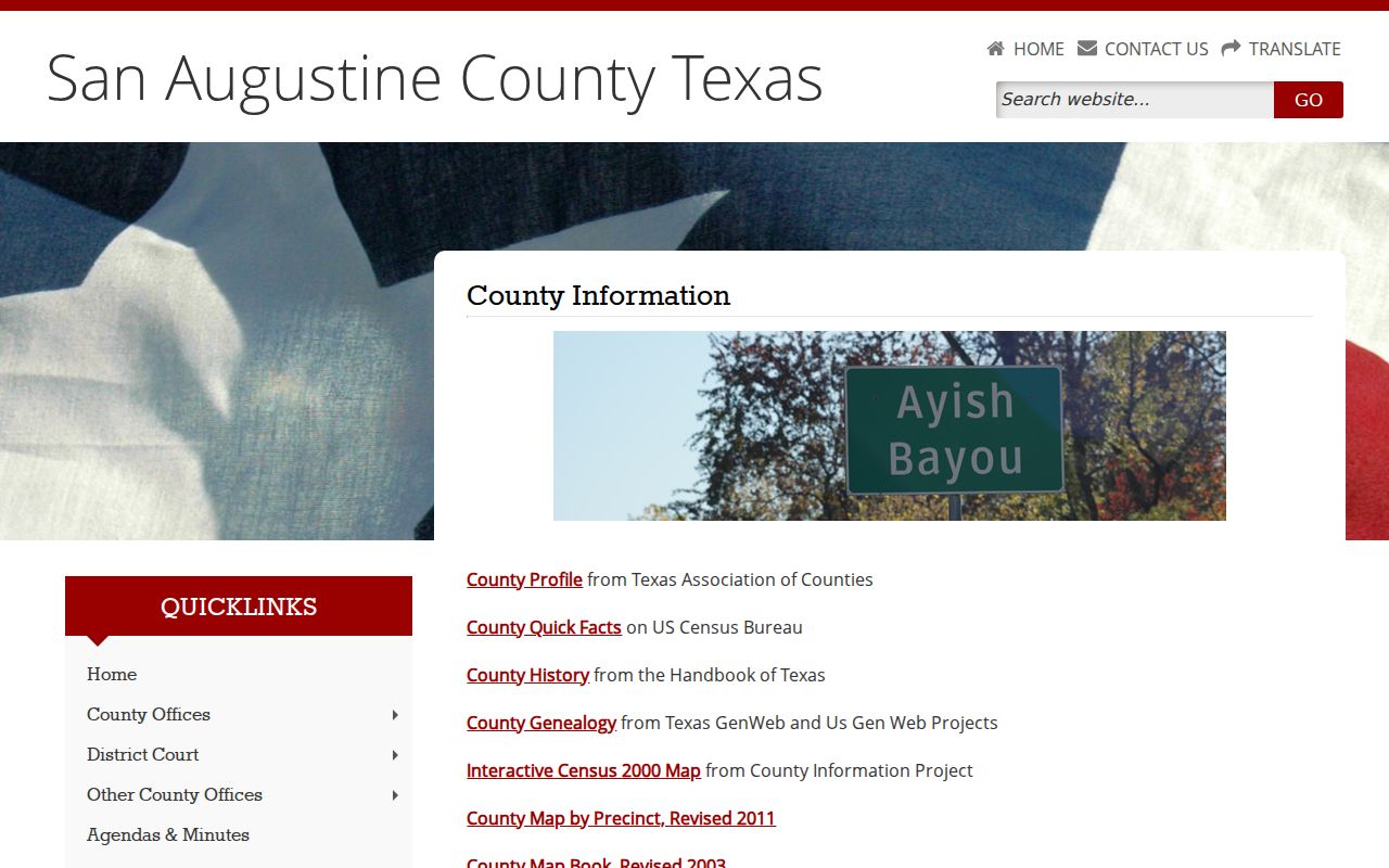 San Augustine County warrant records research, official county information page